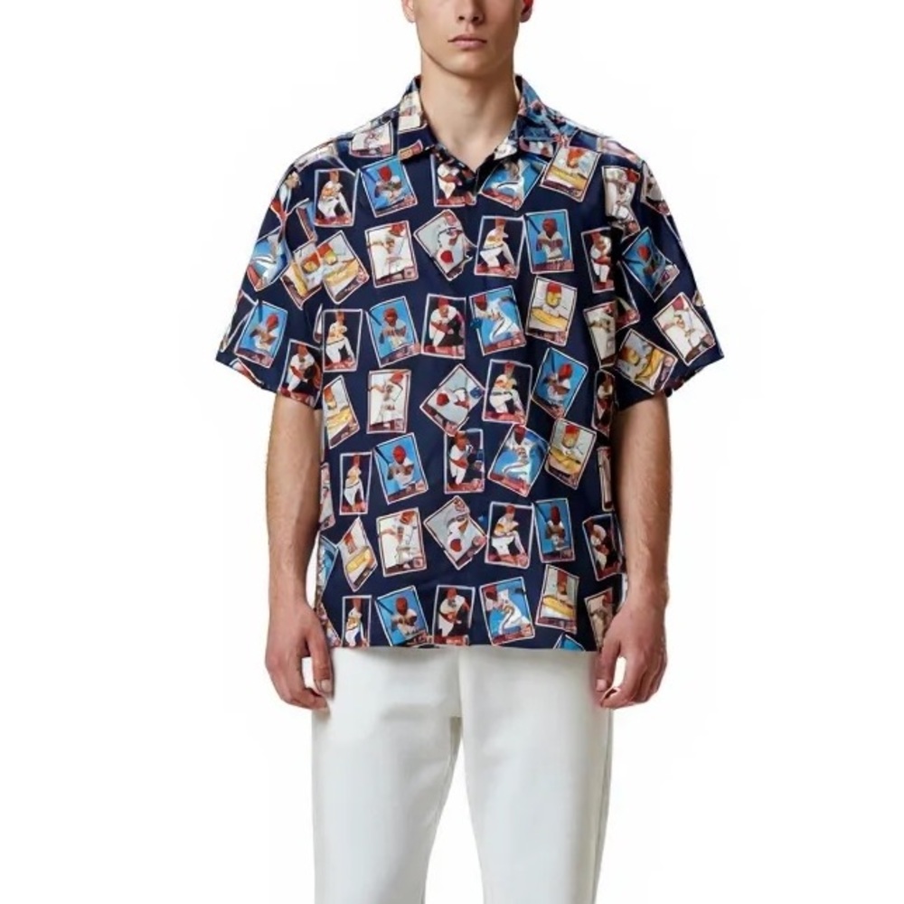 Cardinals Hall of Fame Baseball Card Button Up Shirt SZ XL
